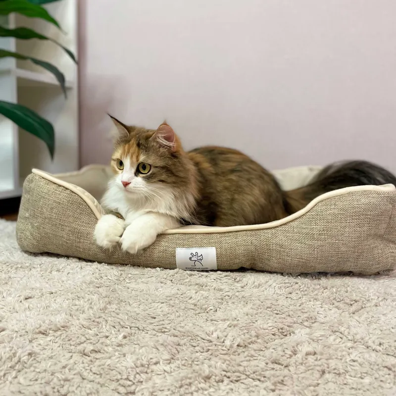 Лежак для животных, 61х50х13 см, полиэстер, бежевый, Funny pet, image-4