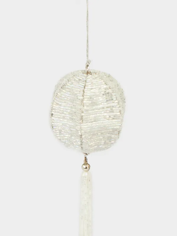 Игрушка елочная, 21 см, с кисточкой, бисер, перламутр, Шар, Ball tassel, image-1