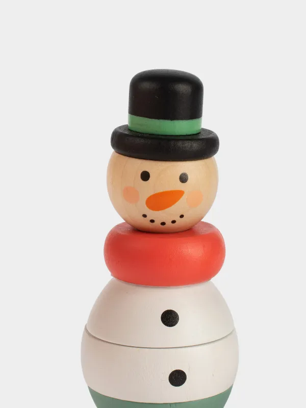 Игрушка развивающая, 12 см, 7 пр, Пирамидка снеговик, Snowy, image-1