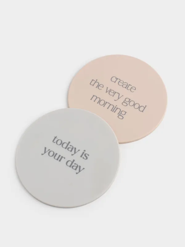 Подставка под кружку, 2 шт, Good morning, Scroll, image-4