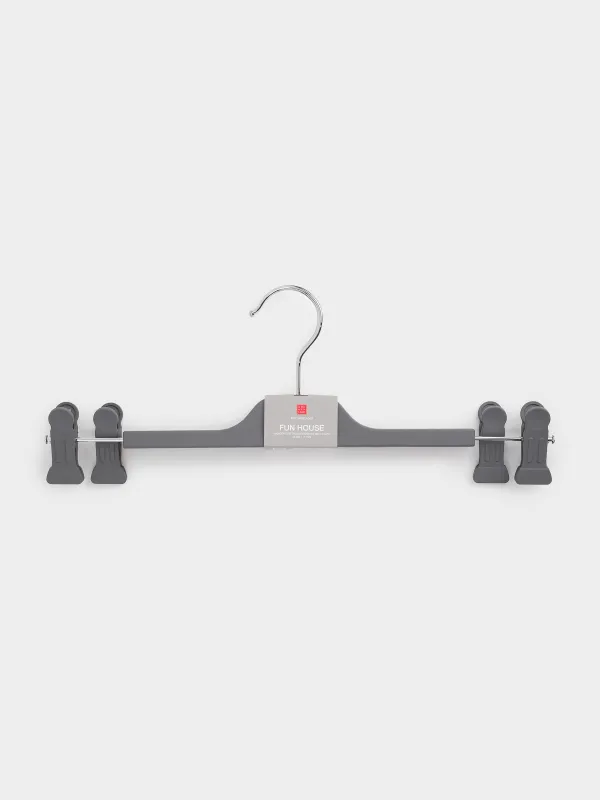 Вешалка для брюк/юбок, 35 см, 2 шт, с зажимами, пластик с покрытием, серая, Fun house, image-4