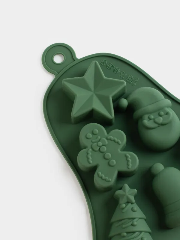 Форма для выпечки кексов, 23х19 см, 6 отд, силикон, зеленая, Колокольчик, Bakery color, image-2