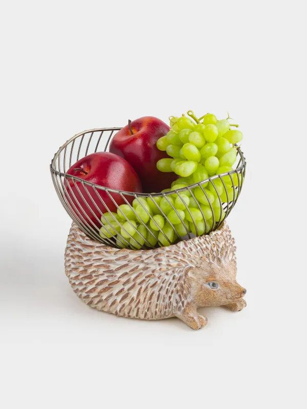 Корзина для фруктов, 25х20 см, металл/полирезин, золотисто-бежевая, Еж, Twist gold, image-4