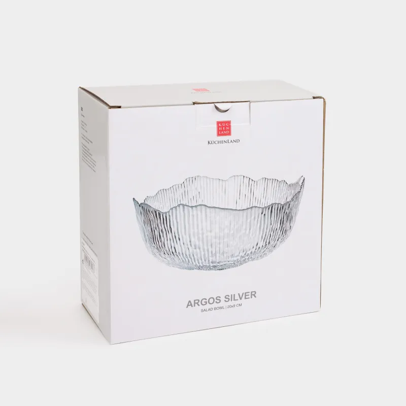Салатник, 20х9 см, 1,3 л, стекло Р, с серебристым кантом, Argos silver, image-3