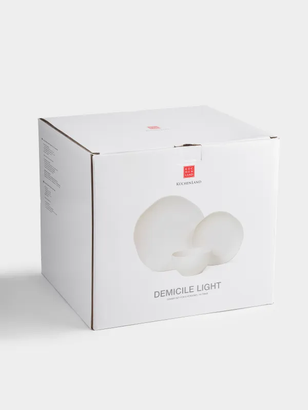 Сервиз обеденный, 6 перс, 18 пр, керамика, молочный, в крапинку, Неровный край, Demicile light, image-7