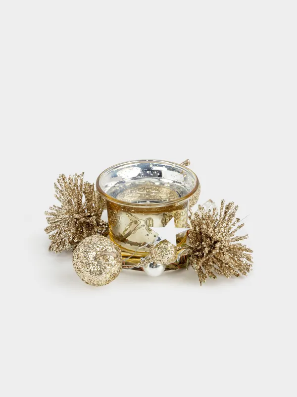 Подсвечник, 11x5 см, для чайной свечи, со свечой, шампань, Яблоки, Apple garden, image-0