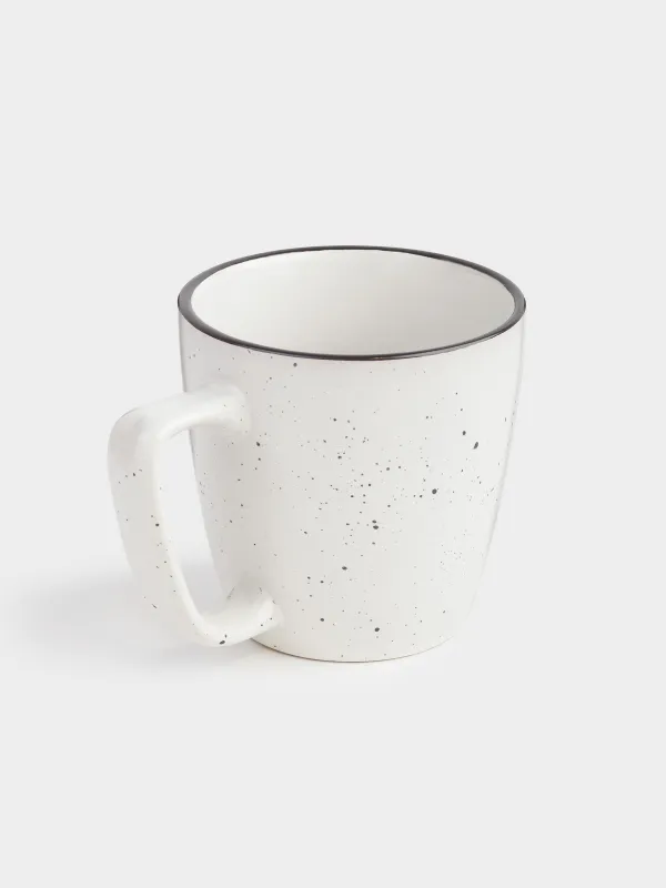 Кружка, 450 мл, 2 шт, керамика, белая, с черным кантом, в крапинку, Speckled black, image-3
