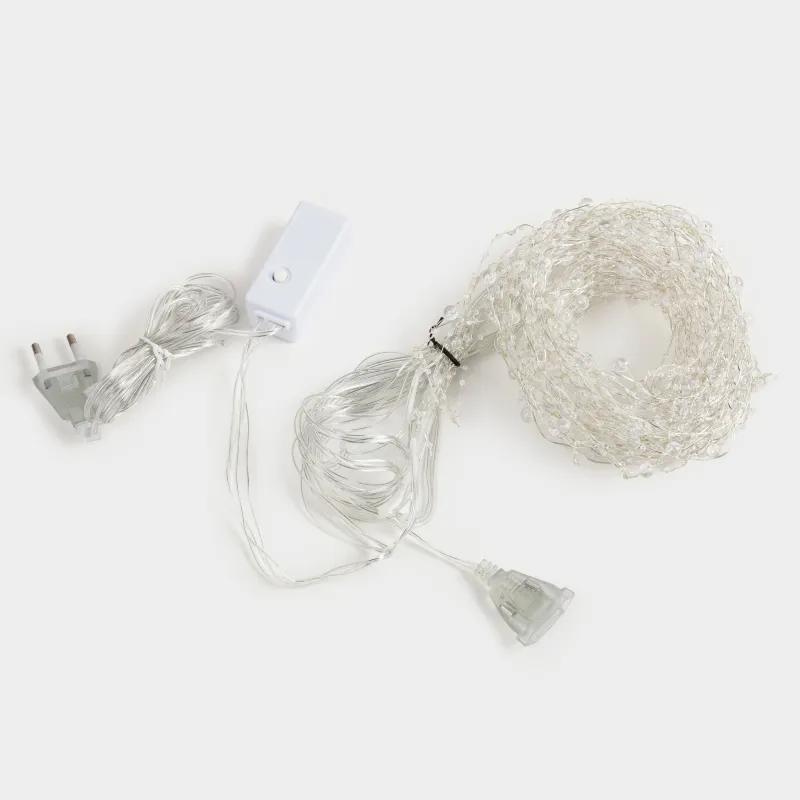 Гирлянда-занавес электрическая, 2х2 м/10 нитей, 200 ламп, 8 режимов, белая, Бусы, Christmas, image-2