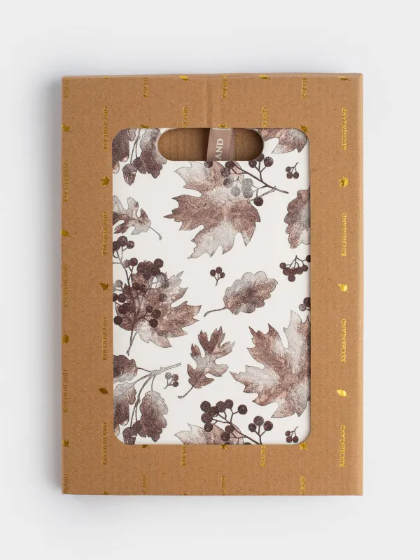 Подставка под горячее, 24х17 см, керамика/пробка, бежевая, Листопад, Autumn leaves, image-4