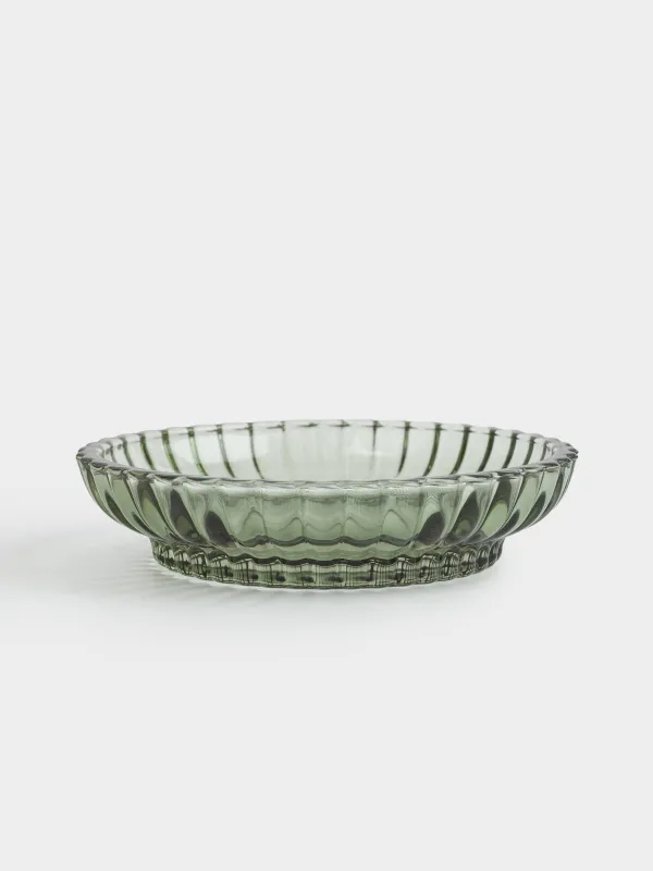 Мыльница, 11 см, стекло, круглая, зеленая, Artemis, image-0