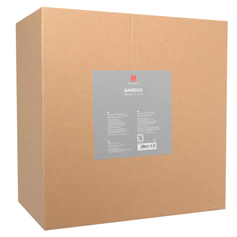 Блюдо с крышкой, 28x15 см, на ножке, бамбук/пластик, круглое, Bamboo, image-3