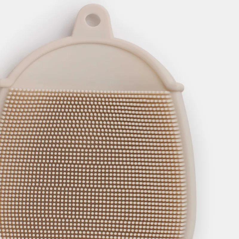 Щетка-варежка для мытья тела, 13 см, двусторонняя, силикон, бежевая, Bath, image-4