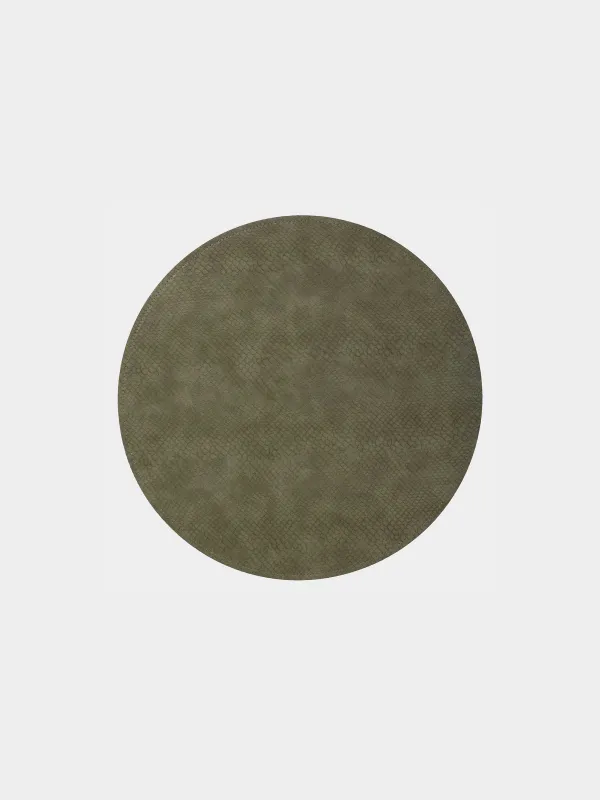 Салфетка под приборы, 38 см, двусторонняя, ПВХ, круглая, коричневая/хаки, Змеиная чешуя, Rock, image-0