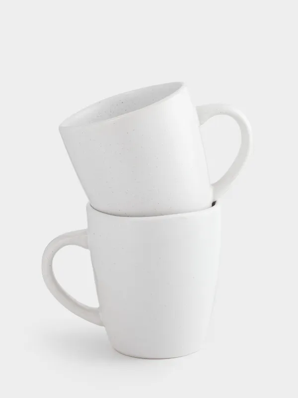 Кружка, 420 мл, 2 шт, керамика, молочная, в крапинку, Неровный край, Demicile light, image-0