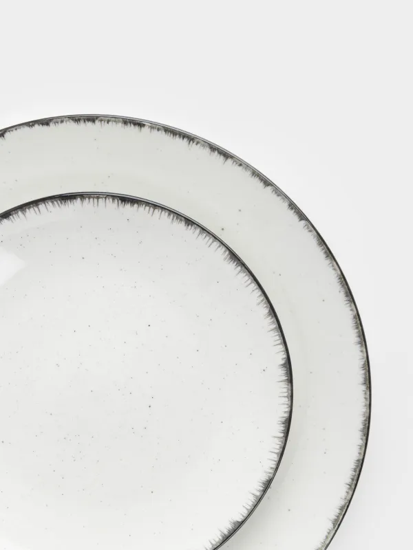 Сервиз обеденный, 6 перс, 18 пр, керамика, бело-серый, в крапинку, Roxas, image-3