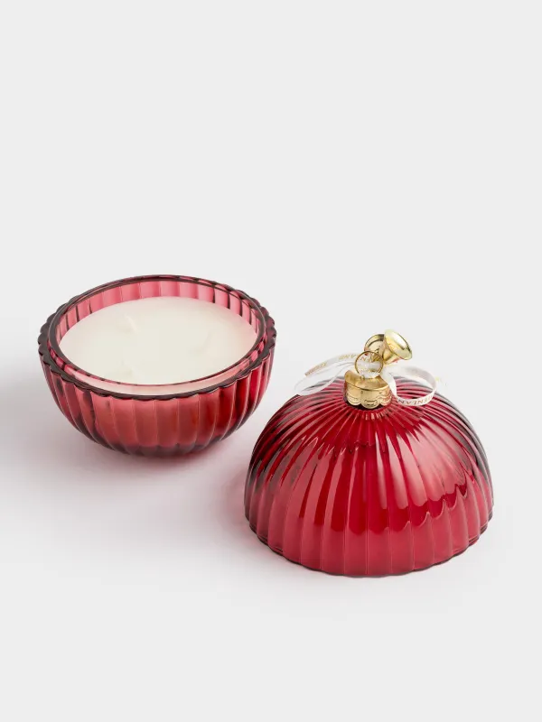 Свеча ароматическая, 12х13 см, в подсвечнике, с крышкой, стекло, красная, Berry, Christmas traditions, image-2