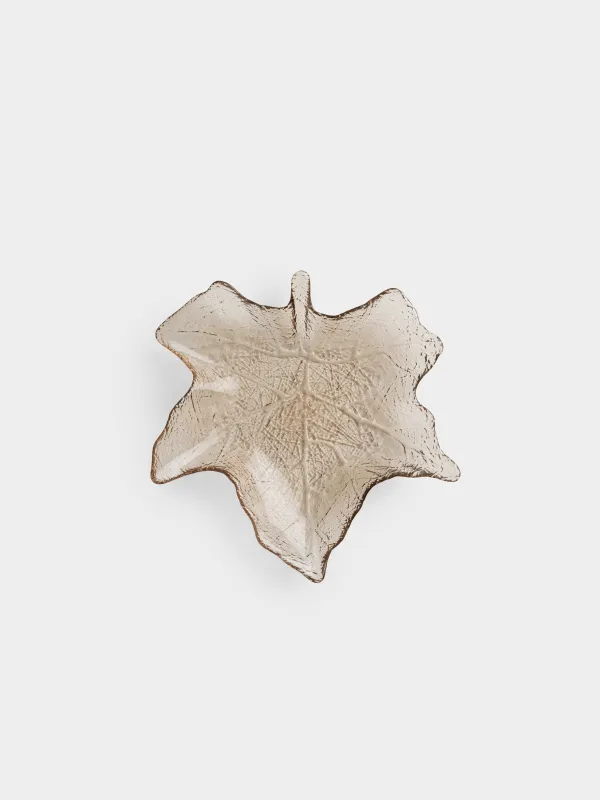 Блюдо, 28х27х4 см, стекло, коричневое, Лист, Leaves, image-2