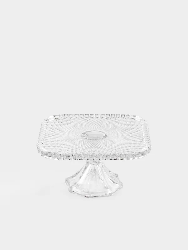 Блюдо на ножке, 20х10 см, стекло, квадратное, Naiad , image-1