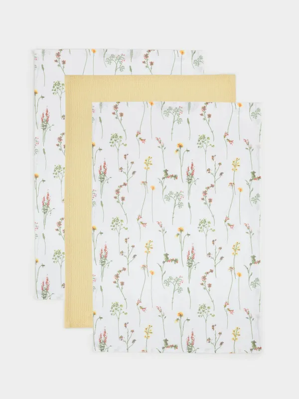 Полотенце кухонное, 40х60 см, 3 шт, в хлебной корзине, хлопок, Полевые цветы, Meadow, image-5