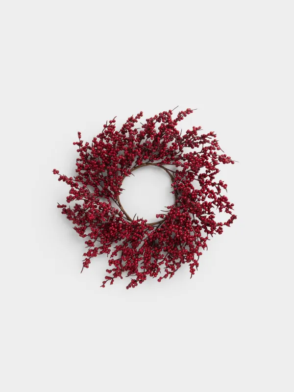 Венок декоративный, 44 см, Красные ягоды, Red berry, image-0