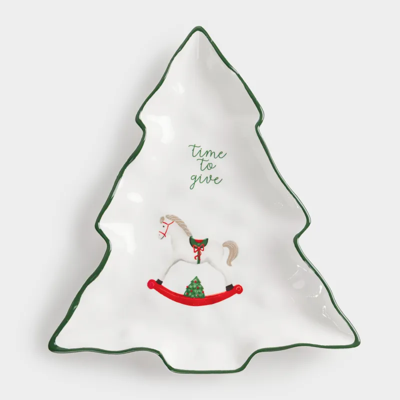 Блюдо, 31х27 см, керамика, Лошадка, Сhristmas green