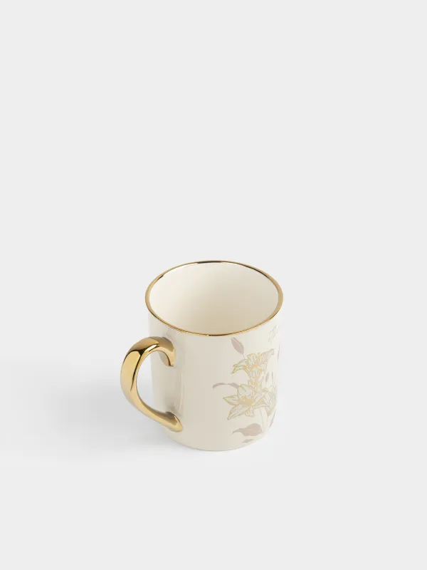 Кружка, 300 мл, Лилии, Flower gold, image-1