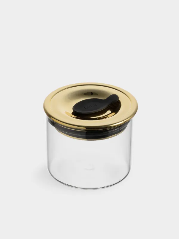 Банка для сыпучих продуктов, стекло Б/пластик, Classic gold, image-1