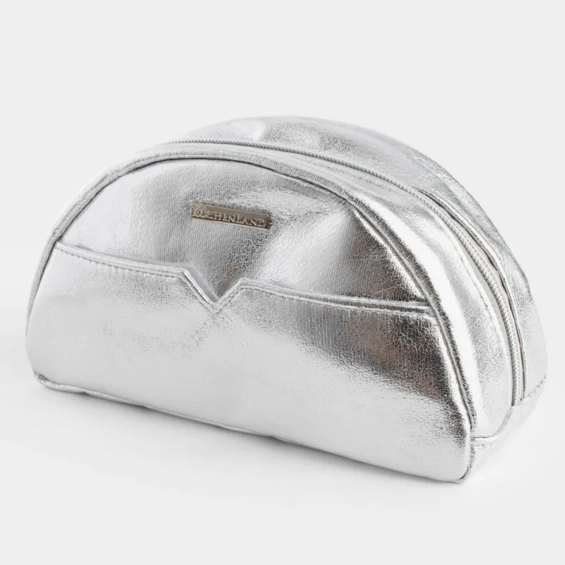 Косметичка, 22х12 см, полиуретан, серебристая, Plenden, image-2