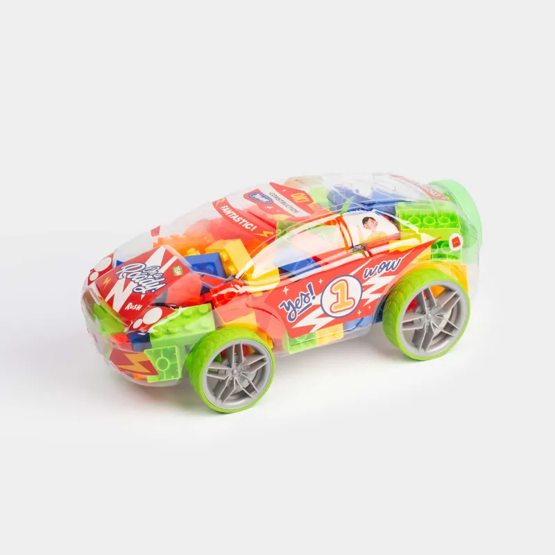 Конструктор, 41х21 см, пластик, Машинка с кубиками, Hobby kids