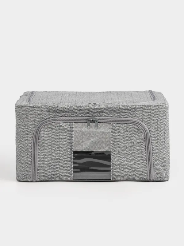 Органайзер-короб для вещей, 50х40х22 см, на молнии, текстиль, серый, Pedant new, image-0