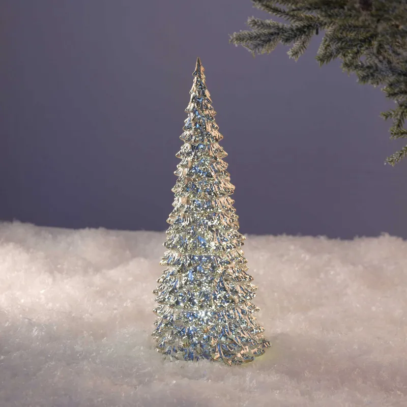 Статуэтка с подсветкой, 26 см, пластик, шампань, Сияющая ель, Patina