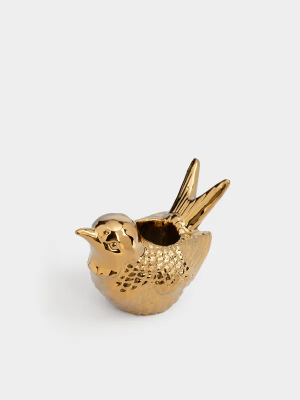 Подставка для зубочисток, 9 см, фарфор P, золотистая, Птица, Birds, image-2