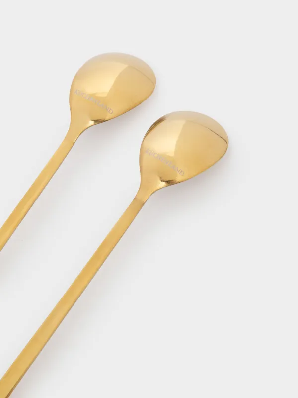 Кружка, 380 мл, 2 шт, с ложками, фарфор N/сталь, молочная/зеленая, Beautiful/Moments, Scroll, image-6