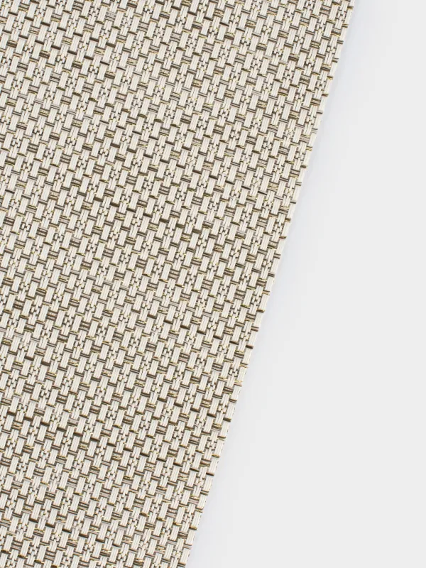 Салфетка под приборы, 30x45 см, ПВХ, прямоугольная, бежевая, Золотистая нить, Solid, image-3