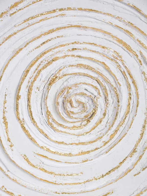 Картина в раме, 80х80 см, холст/фольга, бежево-золотистая, Круги, Abstract, image-4