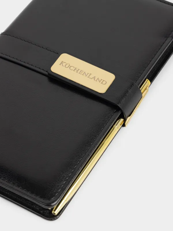 Блокнот, 12х21 см, 80 листов, с ручкой, Stationery black, image-1