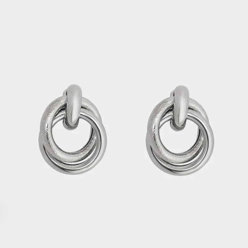 Серьги-пусеты, 3 см, 2 шт, металл, серебристые, Кольца, Jewelry