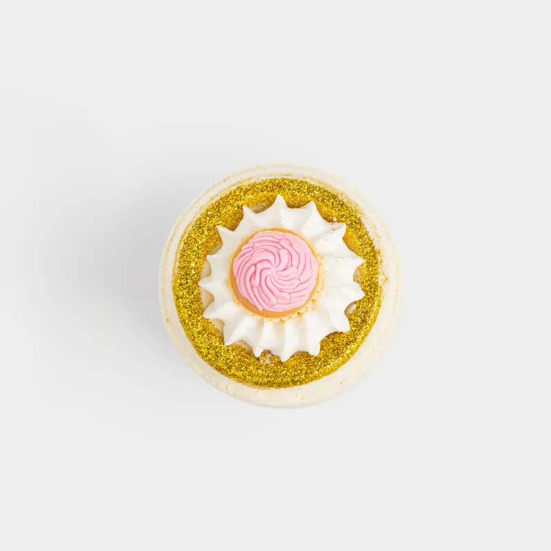 Бомбочка для ванны, 130 гр, с игрушкой, желтая, Печенье, Капкейк, Food spa