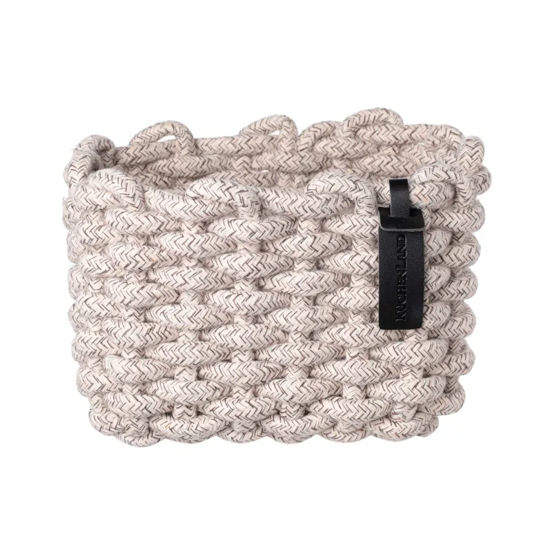 Корзина для хранения, 15х20х13 см, хлопок/полиэстер, прямоугольная, бежевая, Cozy striped, image-0