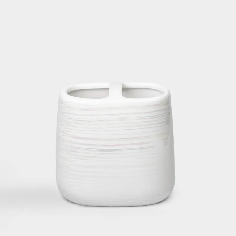 Стакан для зубных щеток, 11 см, керамика, белый, перламутр, Odyssey