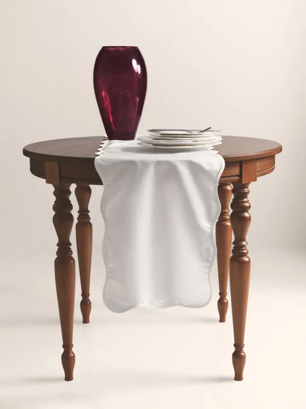 Дорожка настольная, 40х160 см, Волнистые края, Scalloped white, image-6