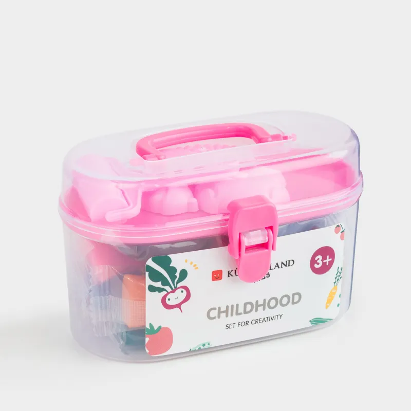 Набор для творчества, 20 пр, пластилин, с формочкой и валиком, розовый, Овощи, Childhood