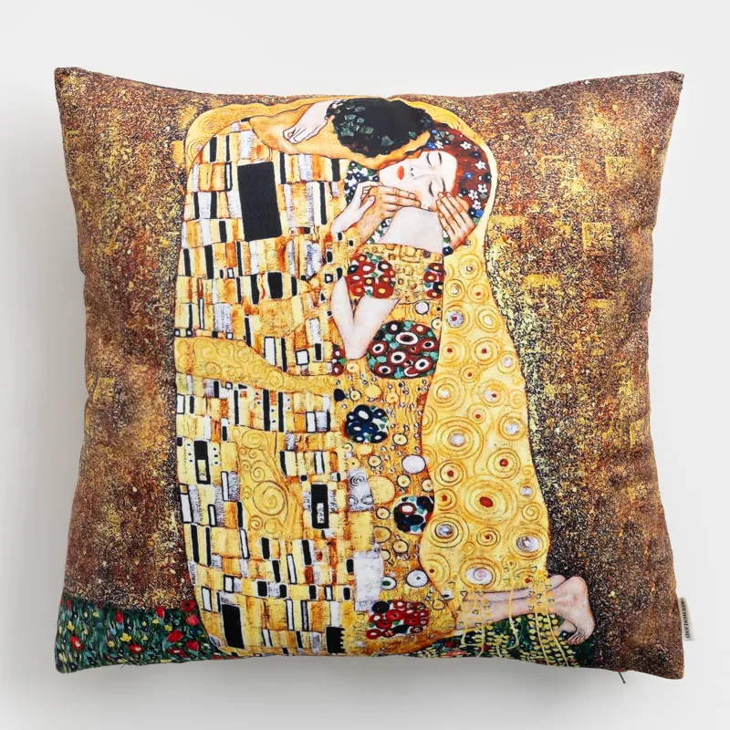 Подушка декоративная, 45х45 см, полиэстер, Поцелуй, Климт, Art поцелуй