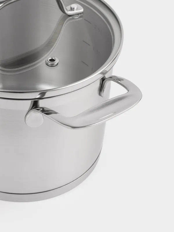 Набор посуды, 3 пр, сталь/стекло Б, Small, Silver Stone, image-3