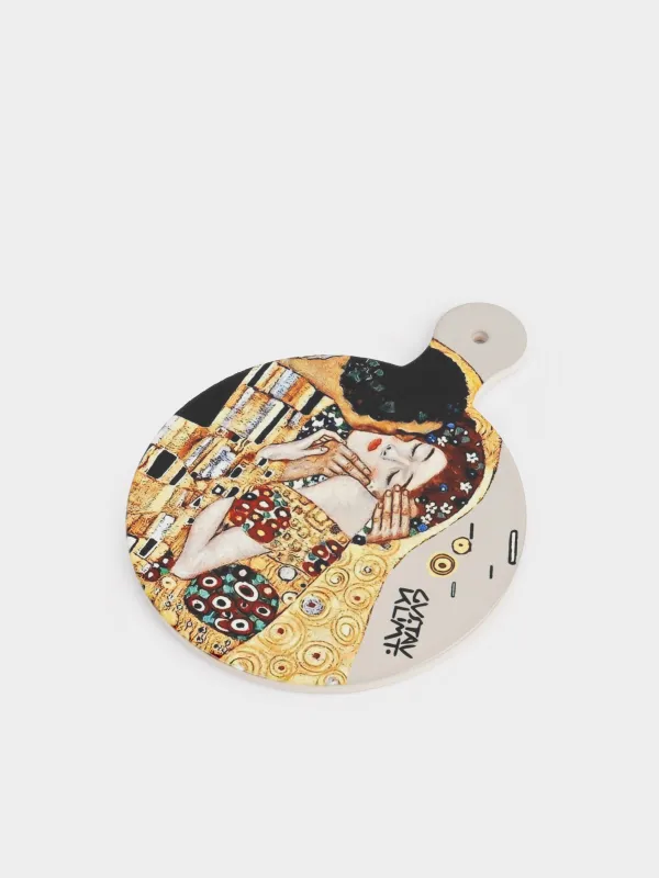 Подставка под горячее, 23х18 см, с ручкой, керамика/пробка, Климт, Поцелуй, Art поцелуй, image-1