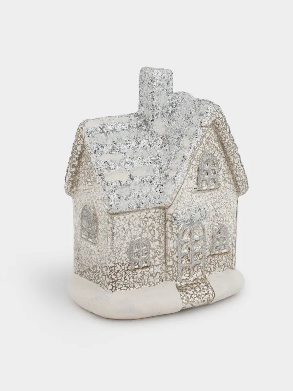 Статуэтка с подсветкой, 14х18 см, стекло, шампань, Домик, Snow sparks, image-1