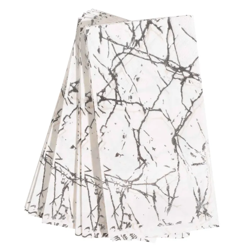 Салфетки бумажные, 33х33 см, 20 шт, прямоугольные, белые, Мрамор, Maniera, image-1