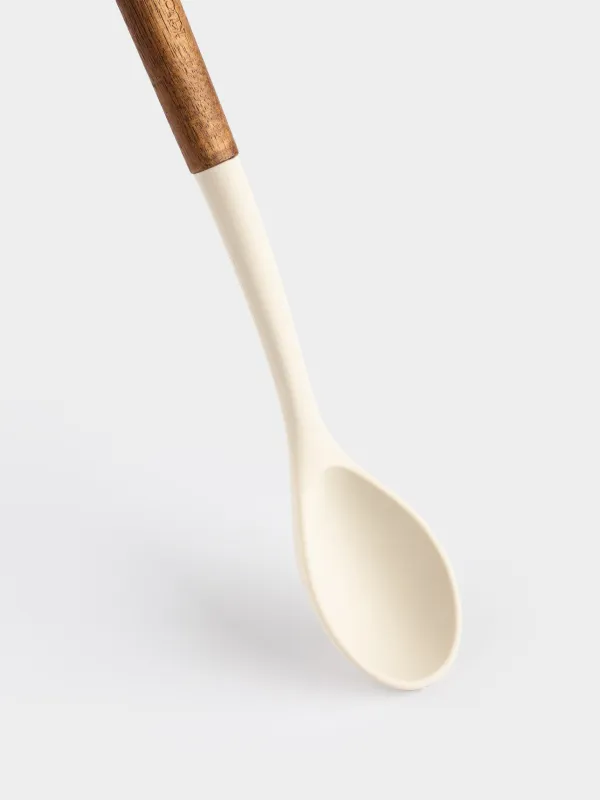 Ложка сервировочная, 32 см, силикон/дерево, бежевая, Lemsen, image-4