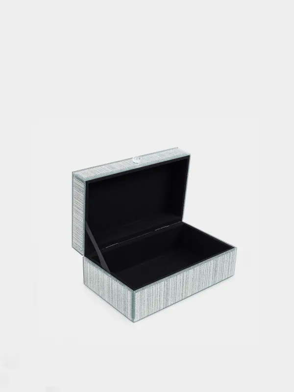 Шкатулка для украшений, 21х13 см, стекло, серебристая, Полосы, Actress, image-5