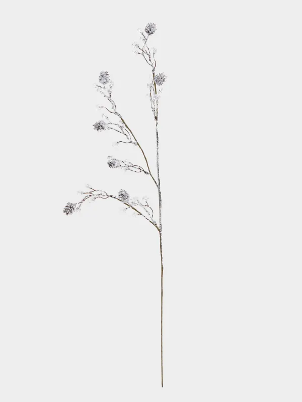 Ветка декоративная, 60 см, пластик/акрил, серебристая, Ледяная ветка, Crystal decor, image-0